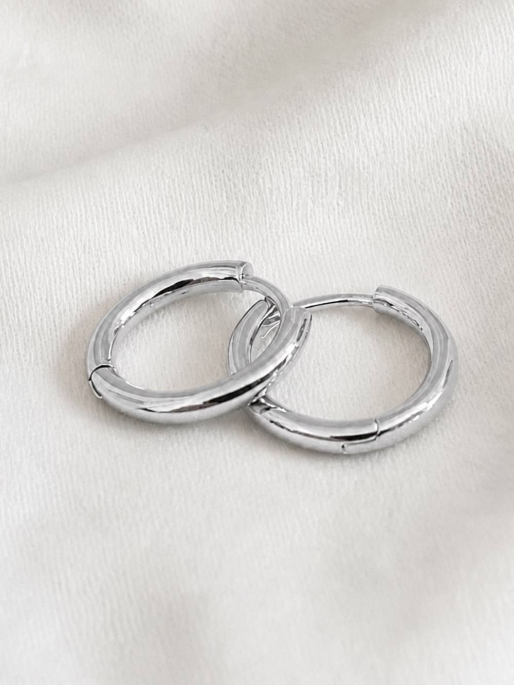 Silver plated stainless steel 12mm Huggie hoop earrings